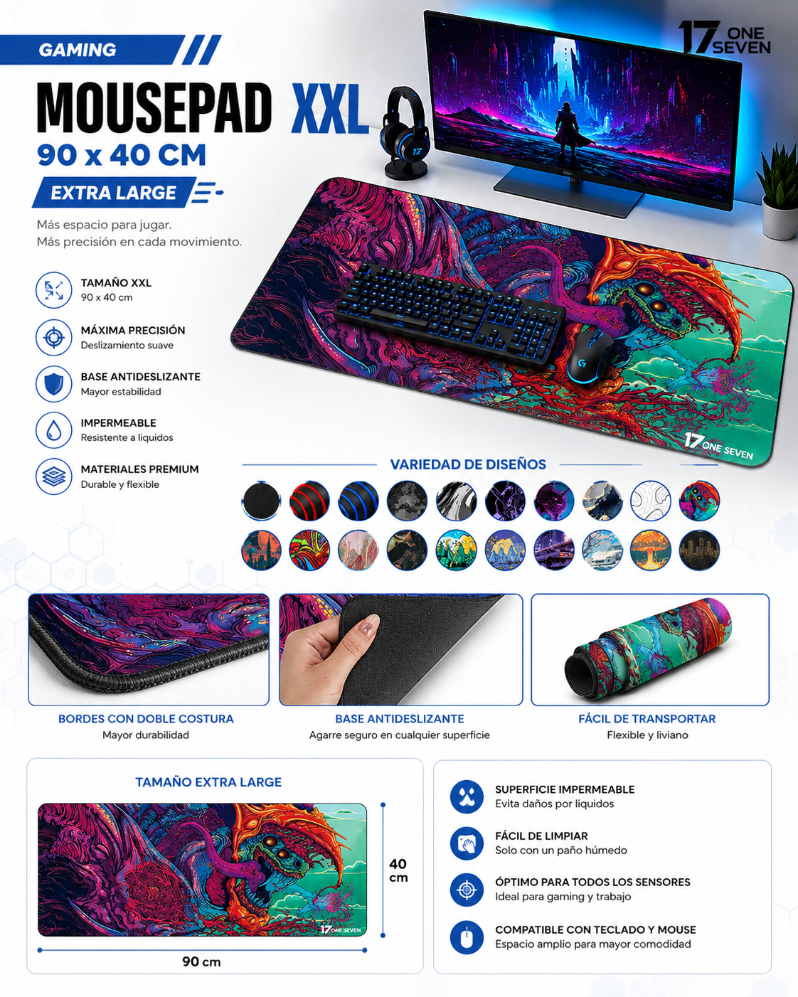 Mousepad Gamer – Extra Large Antideslizante